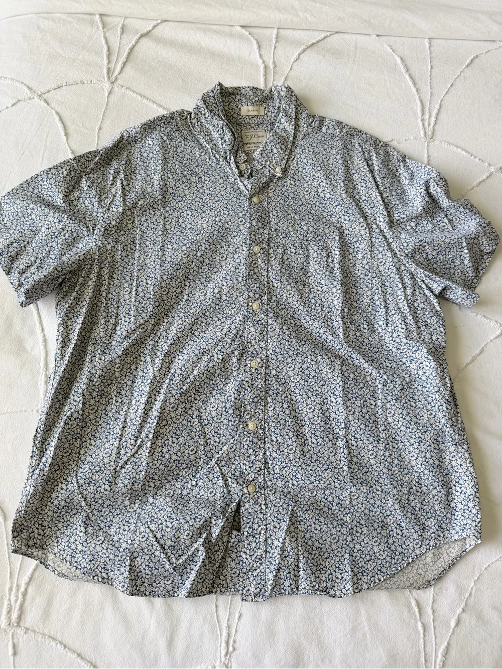 Men's J.Crew Short-Sleeve Floral Button-Up Shirt - Blue